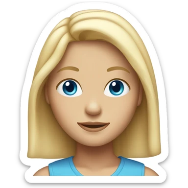 Blond girl with blue eyes and shoulder-length hair sticker