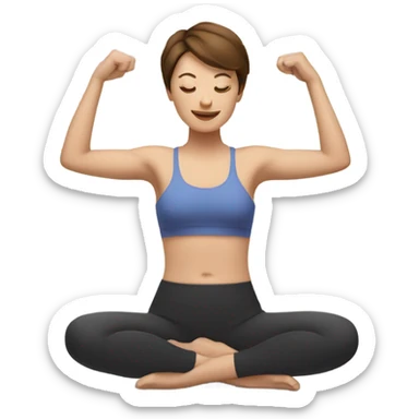 Woman with short brown hair doing Pilates exercises  sticker