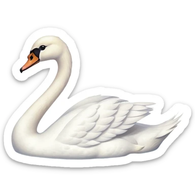 A graceful white swan gliding on a calm pond, surrounded by soft ripples and gentle reflections of the water, with a serene and elegant atmosphere. sticker