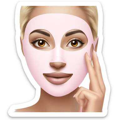 Lady with pastel pink face mask spa beauty full face relaxing sticker