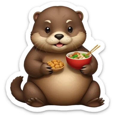 generate a super fat cute otter eating chinese food from a place called taverne de zhao sticker