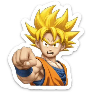 goku super saiyan pointing fingers towards me front view sticker