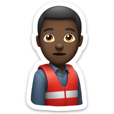 dark skinned man holding breath with stop sign sticker