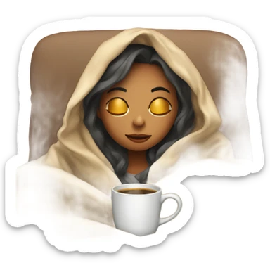 girl inside a blanket sipping coffee eyes closed sticker