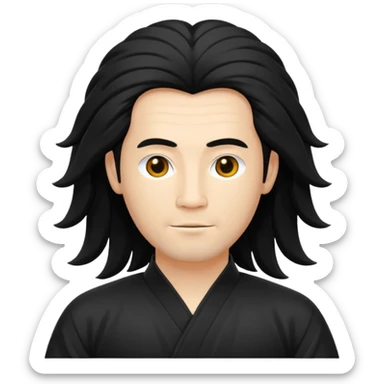 homme au cheveux long qui pratique le qi gong, en habits noirs ou blancs, en position de pratique sticker