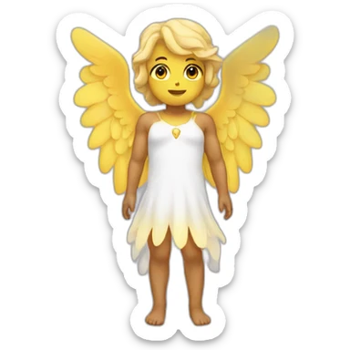 an angel with wings of yellow and bakit color sticker