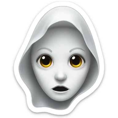A white lady ghost with black scary eyes and mouth is broken sticker
