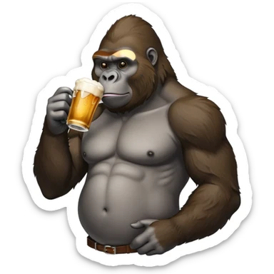 Silverback gorilla drinking beer sticker
