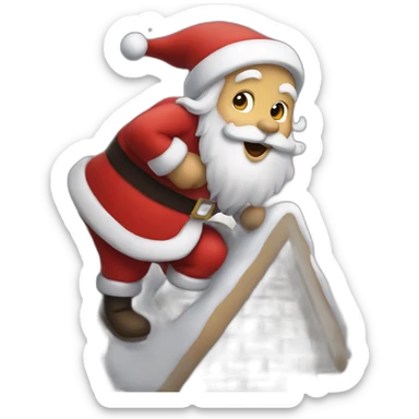 santa coming down the chimney sticker