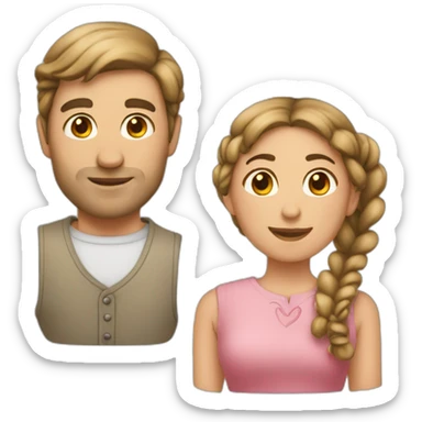 Man loves woman with pigtails sticker