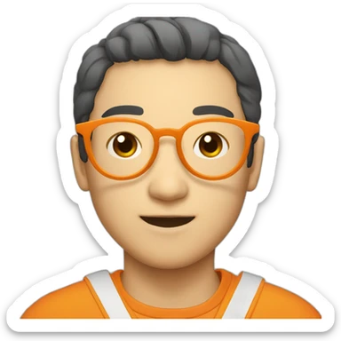 Japanese wearing orange round glasses sticker