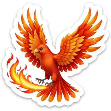 Phoenix force from marvel in a shape of flame bird towards screen with spread wings sticker