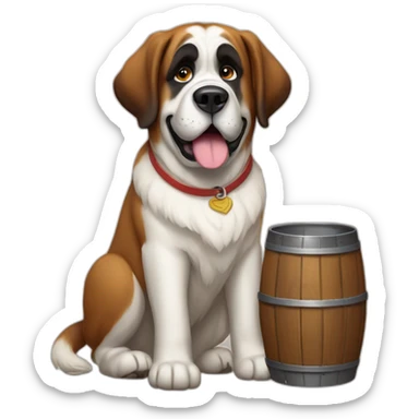 st bernard rescue dog with barrel around the neck sticker