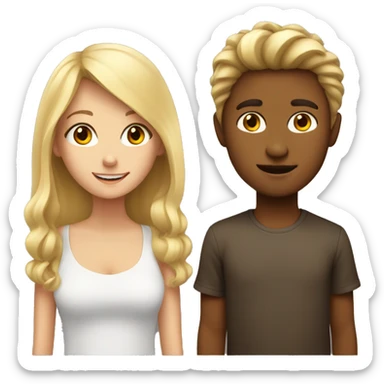 Blonde Girl whit an Brown Haie Boy sticker