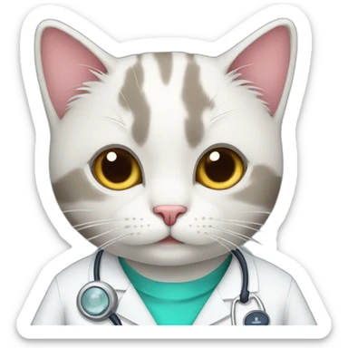 a cat wearing doctor dress sticker