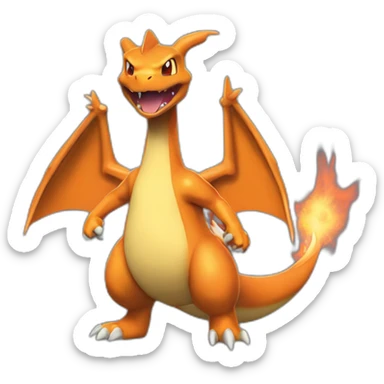 Charizard de face debout sur 2 pates féroce sticker
