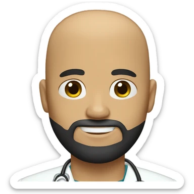 Bald head doctor tan skin crown black beard sticker