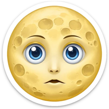 Full moon with big blue glaring eyes sticker