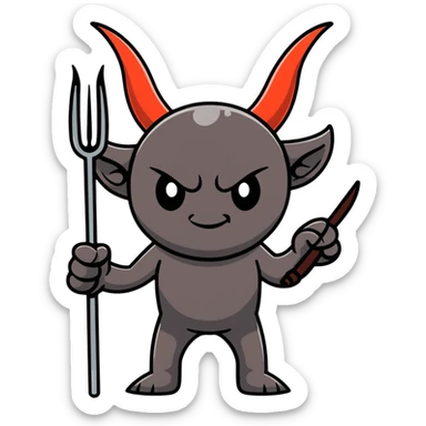 cute little demon with pitchfork sticker