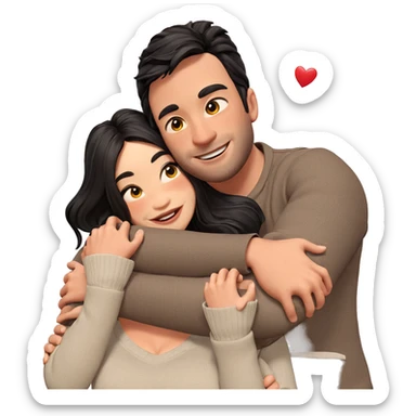 couple hug with warm smiles sticker