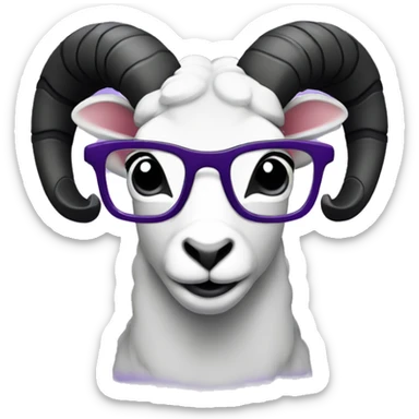 Purple Ram with black rimmed glasses sticker