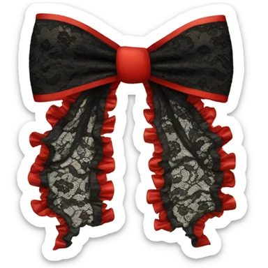 black lace bow with red ruffles sticker