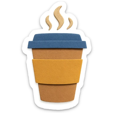 icon of a coffee cup in paper craft style sticker