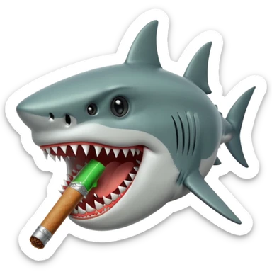 Shark face with a blunt in its mouth sticker