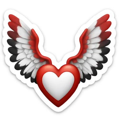 heart with wings red red black white roaes sticker