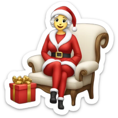 mrs santa claus sitting on puf sticker
