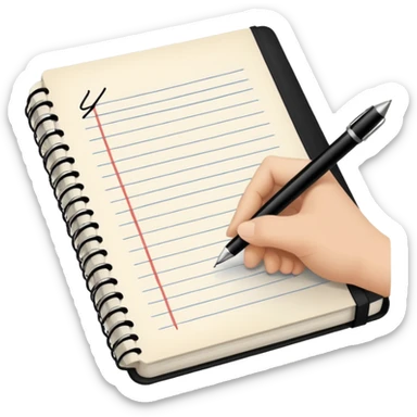 A hand writing in a small journal sticker