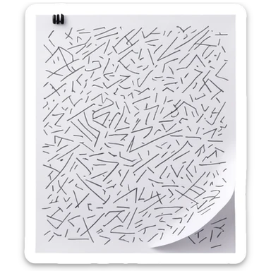 A piece of paper covered in chaotic, random black scribbles. The lines are so dense that most of the paper looks almost black from over-scribbling. Drawn with a pen or pencil sticker