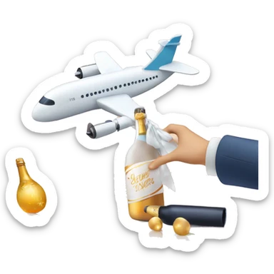 Christening plane on new years 2025 with champagne bottle sticker