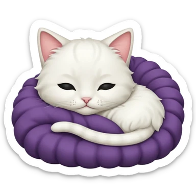 emoji of white sleeping cat with a tail hanging down sticker