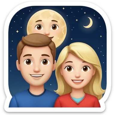 couple talking with moon in the background sticker