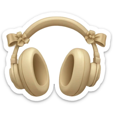 beige headphones with beige bows sticker