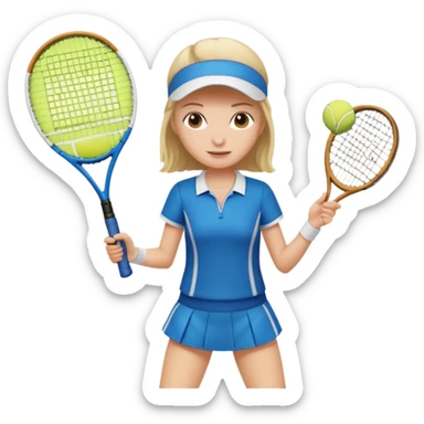 white young girl with one racket playing tennis sticker