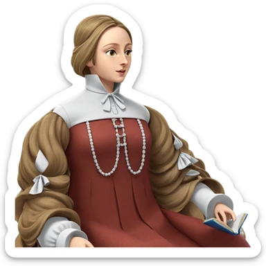 girl in dress with book sticker