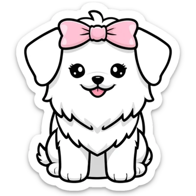 white maltese with pink bows  sticker