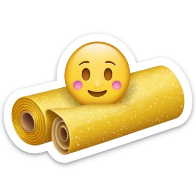 simple composition of a sparkle emoji in foreground with only a roll of patterned fabric behind it, nothing else sticker