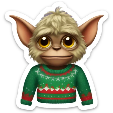 Gremlin in ugly sweater sticker