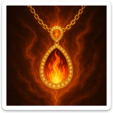 Replace the dark void with a small, powerful flame inside the pendant sticker