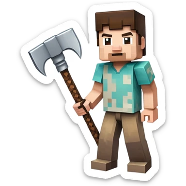 Minecraft character with a pickaxe sticker