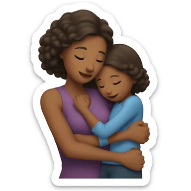 mom hugs daughter  sticker