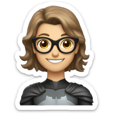 smiling batman in glasses and female light brown hair robin sticker