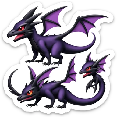 Shiny Epic Badass Edgy Dark Gothic Noibat-Salandit-Salazzle-Noivern-Nargacuga-Litten-Hybrid sticker