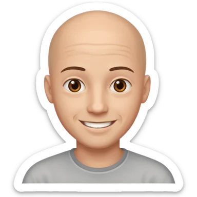 homme chauve jeune sans barbe yeux marrons sourrir sticker