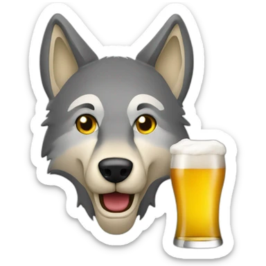Loup qui bois un fût de bière sticker