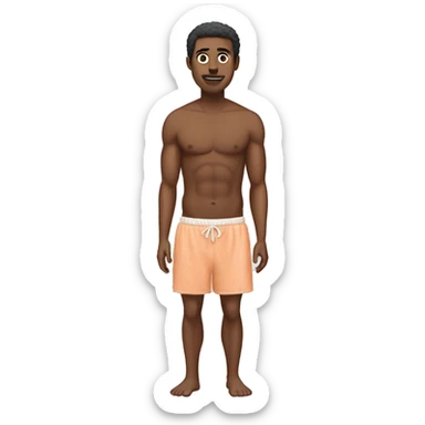 a man wearing s short and a towel due to summers sticker