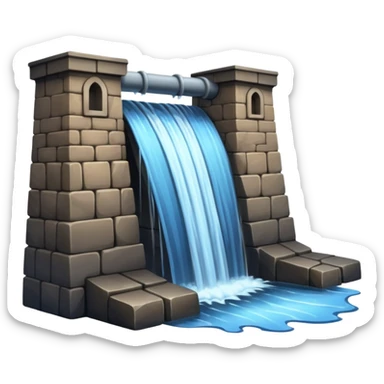 dam, water flowing sticker